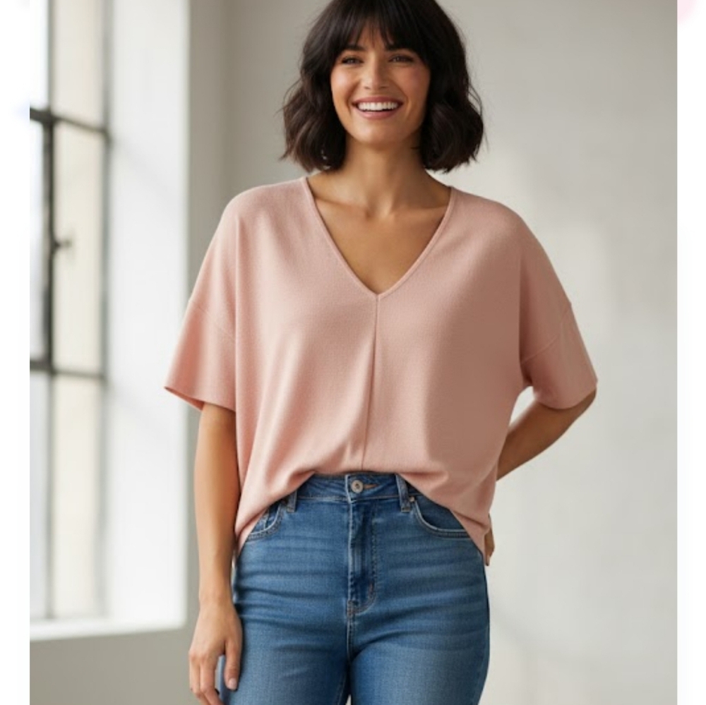 Zara v-neck oversize Top, Clean Girl aesthetic, size S